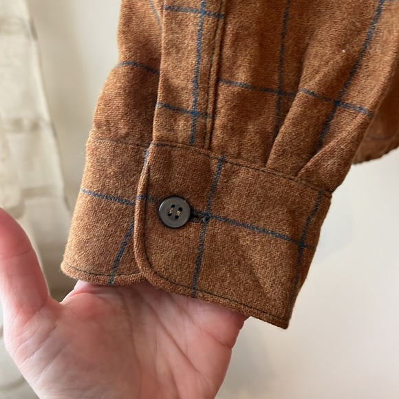 Vintage Le Chevron Plaid Wool Button Down Shirt.  Size XL. - Picture 7 of 16
